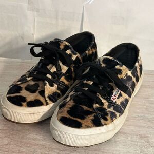 Superga Brown and Black Sneakers with Leopard Print size 6